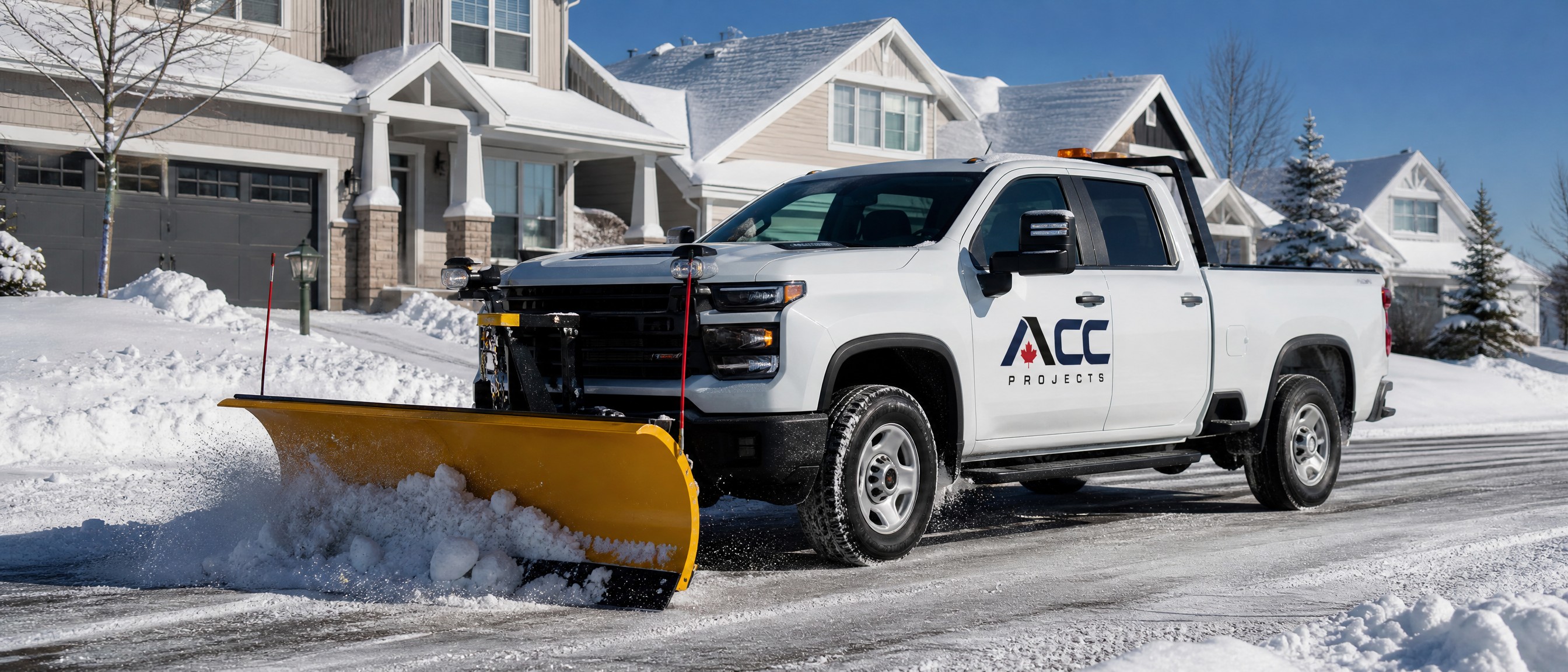 Snowplow truck clearing streets